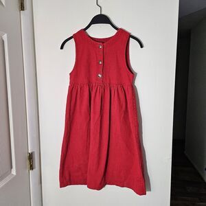 Vintage girl's C.W.D. 10/12 corduroy red dress, made in the USA from cotton.